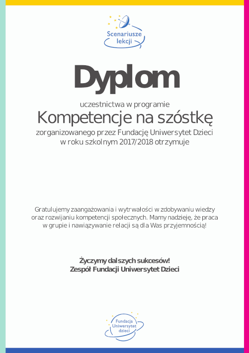 Dyplom Kompetencje na szóstkę